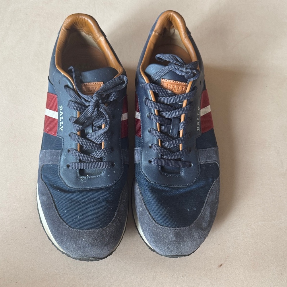 Bally Men's Navy and Red Sneakers